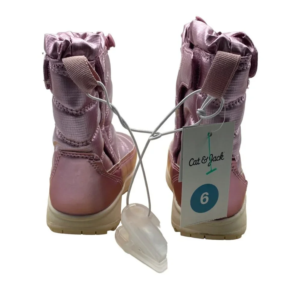 Cat & Jack Himani Snow Boots Toddler 6 Pink Metallic Thermolite Faux Fur NWT NEW